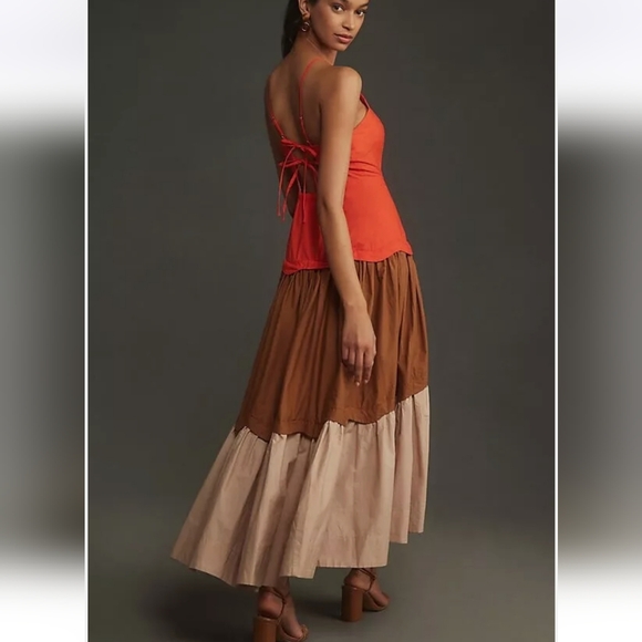 Maeve Tiered Halter Colorblock Maxi - Picture 2 of 6